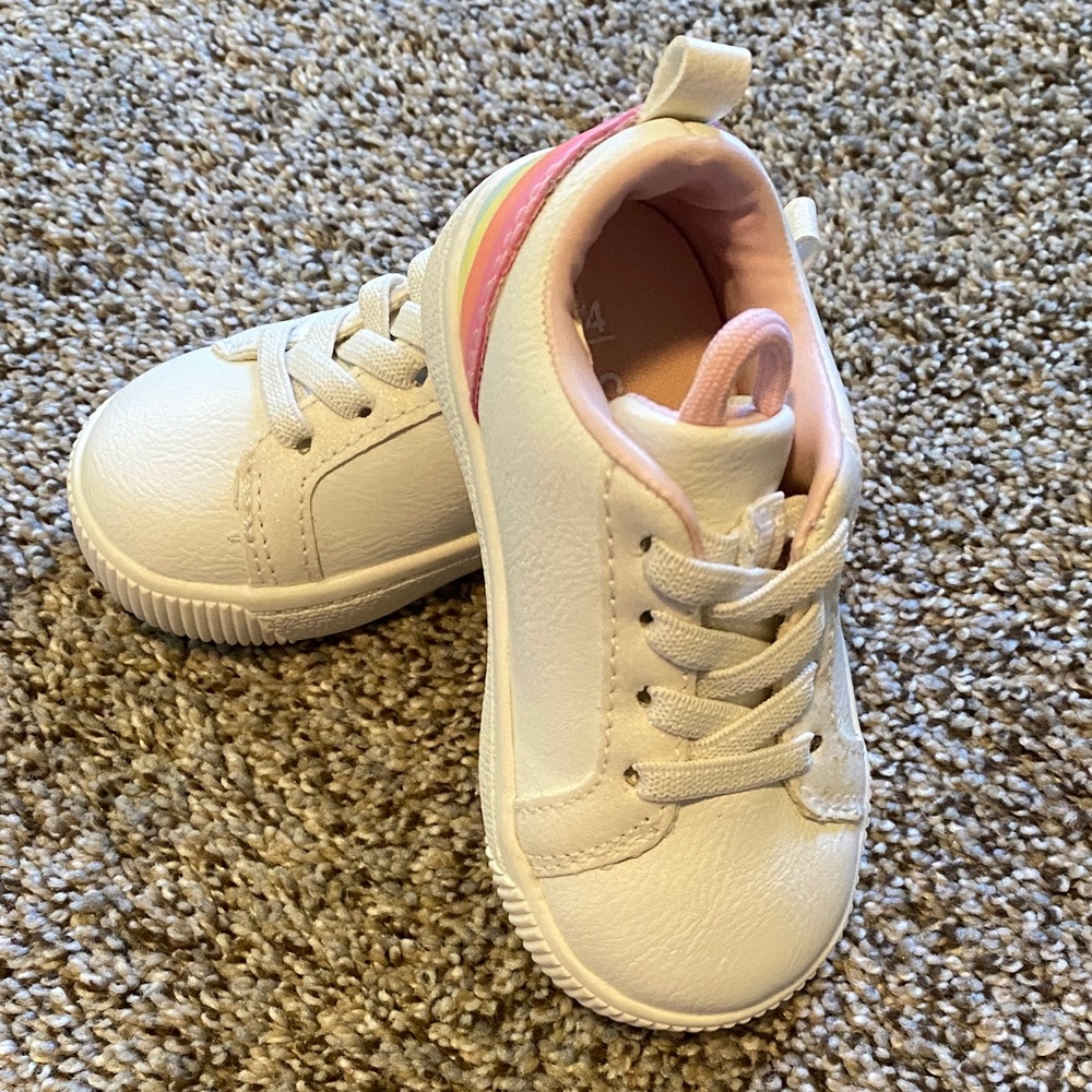 White and Pink Kids Sneakers